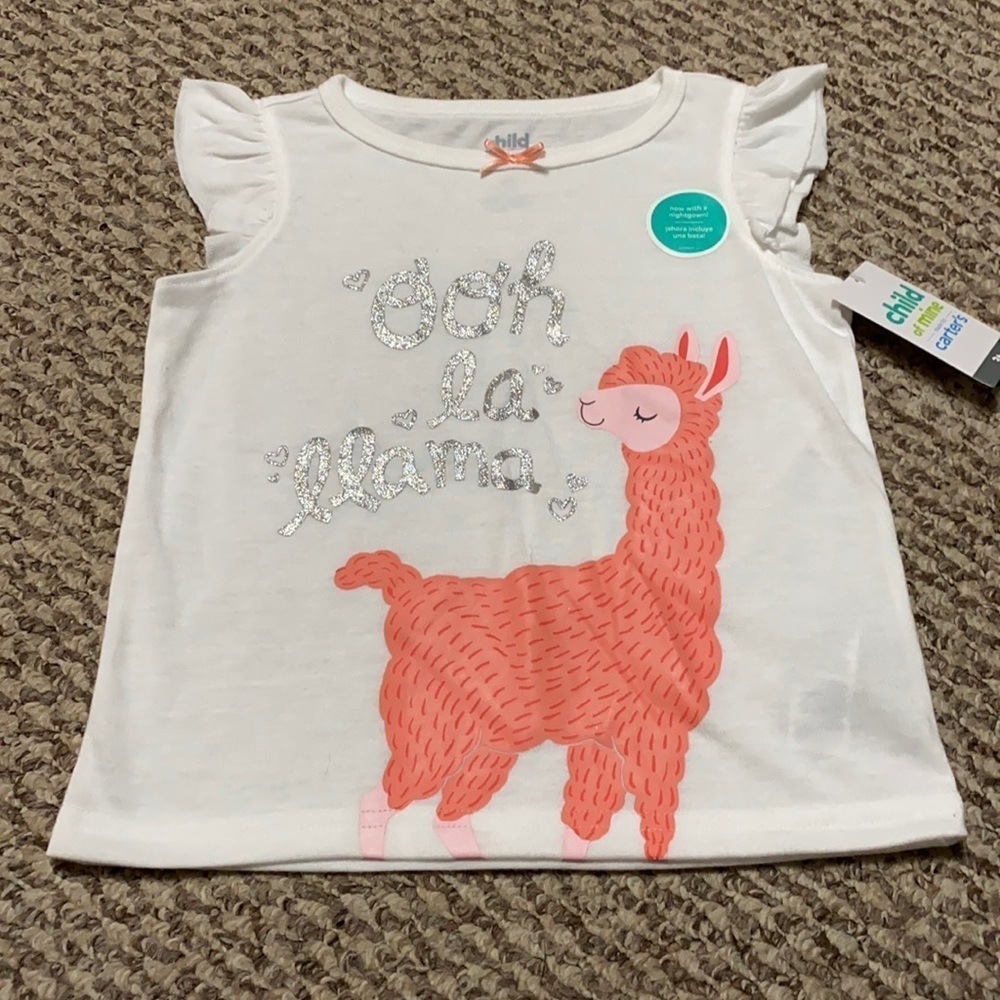 NWT! Child of Mine by Carter’s Little Girls Sleeveless Top 3T Llama